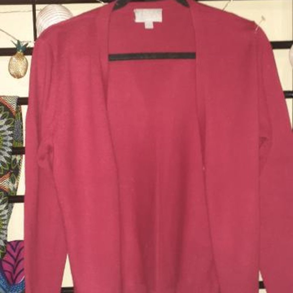 red cashmere cardigan